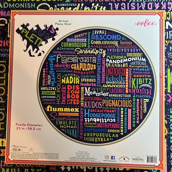 🧩 500 piece eeboo Round puzzle “100 Great Words”. Quality. Fun. Poster. Complete - Picture 2 of 12